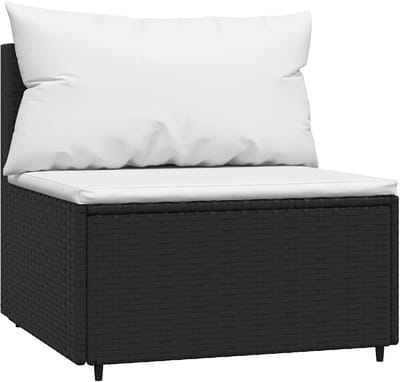 Tuinmiddenbank met kussens - Midden zitplaats - Buiten dineren ontspannen - Modulair ontwerp - 63 cm breed - Zwart
