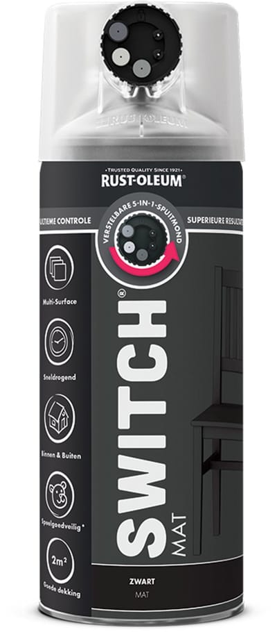 Rust-Oleum Switch Spuitbus Verf Mat 400ml - Zwart