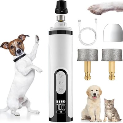 VHV - Nagelslijper hond - Nagelvijl hond - Elektrische nagelvijl - Hondennageltrimmer - Oplaadbaar - 3 snelheden - Veilig - Voor honden en puppies - Wit