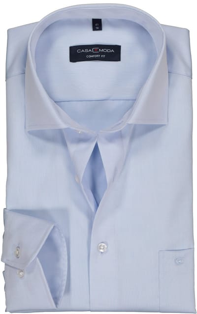 CASA MODA comfort fit overhemd - mouwlengte 7 - twill - blauw - Strijkvrij - Boordmaat: 40 (EU maat: M)