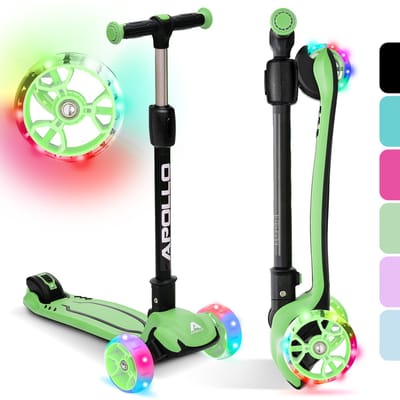 Apollo KidsPro 4 Kinderstep Opvouwbare Step, in Hoogte Verstelbare Driewielige Step, Led-scooter, voor Kinderen vanaf 3 Jaar, Led-Wielen, voor Jongens en Meisjes