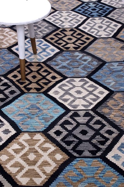 Kleurrijk Tapijt Laagpolig Handgeweven Wollen Vloerkleed - Koho Afghan Kelim 293x214 - 293x214cm- Modern - Woonkamer - Salon - Slaapkamer - Eetkamer