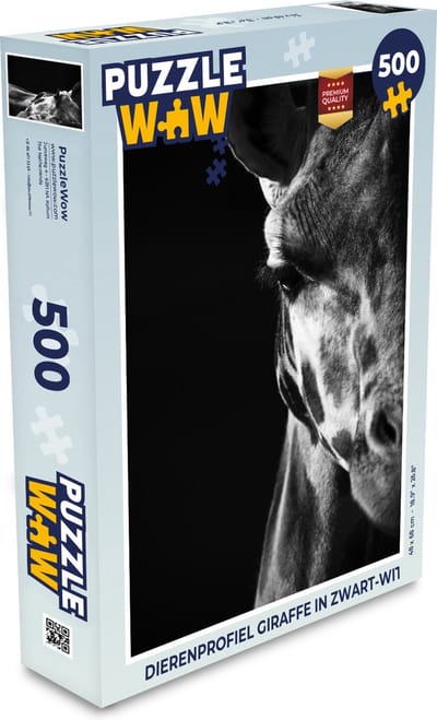 Puzzel Dierenprofiel giraffe in zwart-wit - Legpuzzel - Puzzel 500 stukjes