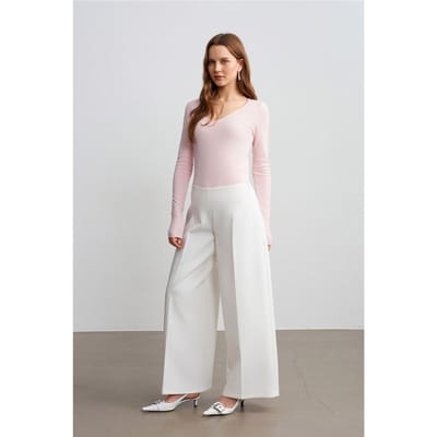 Hoge Taille Wijde Pantalon van Kreppmateriaal