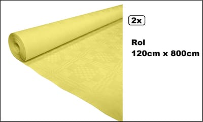 2x Tafelrol tafelkleed geel 120cm x 800cm papier - totaal 16 meter - Party diner food festival eten fun thema feest party