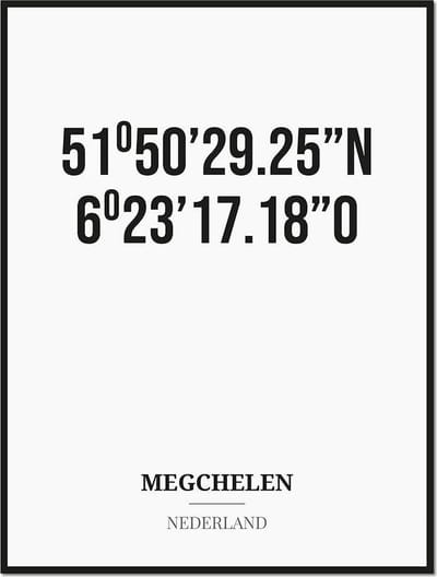 Poster/kaart MEGCHELEN met coördinaten