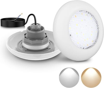 Schroefbare LED Zwembadspot 12W, Wit/Warmwit Licht, 12V Onderwaterlamp