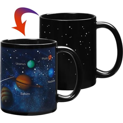 1 stuks Hitte Kleur Veranderende Beker Zonnestelsel Mok Keramische Koffiemok Drinkbeker (330 ml) black