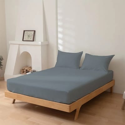 Dreamers Den - Hoeslaken - 100% Katoen Percaline - Katoen - Grijs - 90x220 cm - 28cm Hoekhoogte