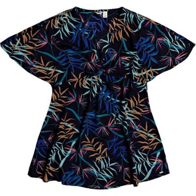 Roxy Summer Cherry Dress - L - Anthracite Wild Leaves