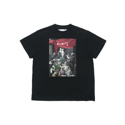 Off-White Caravaggio Schilderij Korte Mouw Overhemd Zwart Heren Tops OMAA038E20JER0051010 XS gray