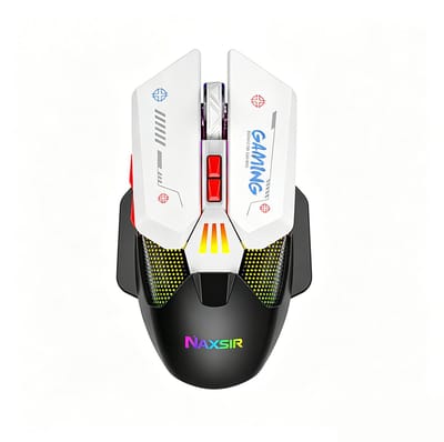 NAXSIR Draadloze Gaming Muis 2.4G + Bekabeld Dual Mode,Oplaadbare RGB Verlichte Game Muis met Macro Programmeerbare