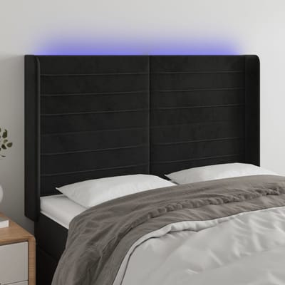 vidaXL - Hoofdbord - LED - 147x16x118/128 - cm - fluweel - zwart