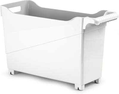 Plasticforte opberg Trolley Container - ivoor wit - op wieltjes - L45 x B17 x H29 cm - kunststof - opslag box/bak - 22 liter