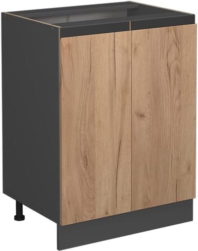 Keukenonderkast - Keukenkastje Basis - Keukenopslag - J-vormige fronten - 60 cm breed - Eiken goud
