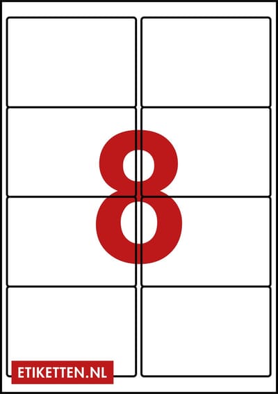 Master Etiketten - Etiketten op A4 Vel - 99 x 68 mm - 8 stickers per vel - 100 vel