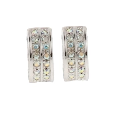 Behave - Oorringen zilverkleur met steentjes multi kleur 1,2 cm - Nikkelvrij