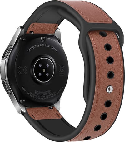 Strap-it horlogeband 22mm - Hybrid lederen siliconen bandje geschikt voor Huawei Watch GT 2 46mm / GT 3 46mm / GT 3 Pro 46mm / GT 4 46mm / GT 5 (Pro) - 46mm / GT 2 Pro / Watch 3 (Pro) - Polar Vantage M / M2 / V3 / Grit X (Pro) - lichtbruin