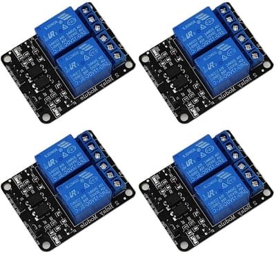 4-delige 2-kanaals relaismodule 12V met optokoppelaar voor Raspberry Pi en Arduino, zwart