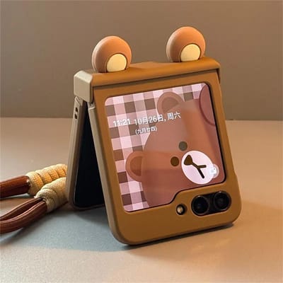 Ins Korea Schattige Cartoon Beer Oren Hoesje Voor Samsung Galaxy Z Flip7 Flip 6/5/4/3 Voor Motorola Razr 60 40 50 Ultra Japan Anime Cover For Razr 40 Ultra