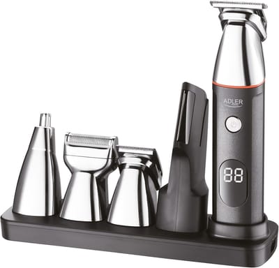 ADLER EUROPE Grooming set for men - Barber Set 5 in 1 - Beard Trimmer - Shaver Men - Hair Clipper - Nose Hair Trimmer - Precision Trimmer - Groomer - Waterproof