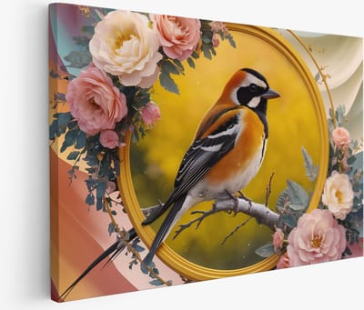 Saammp Muurcirkel Hout - Abstract - Vrouw - kleurrijke bloemen - Ø 80 - Wandcirkel - Wanddecoratie Cirkel - Muurdecoratie Woonkamer - Slaapkamer decoratie - Rond Schilderij