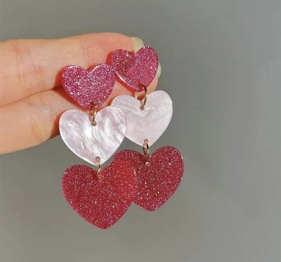 12Getit Trio van hartjes oorbellen kleur roze