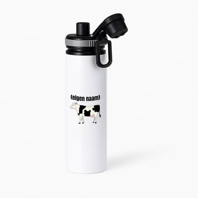 Hacebo® - koe met eigen naam waterfles met draaidop grijs - Koe - boeren/koeien liefhebbers - iemand die houdt van koeien - verjaardag - cadeau - kado - geschenk - water fles - 850ML
