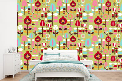 Behang - Fotobehang Patronen - Bloemen - Kleuren - Breedte 360 cm x hoogte 240 cm