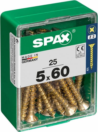 Spax Universele Schroef Yellox Verzonken Kop Pozi - 5x60mm - 25 Stuks