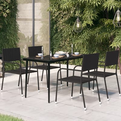 vidaXL - Tuintafel - 140x70x74 - cm - staal - en - glas - zwart