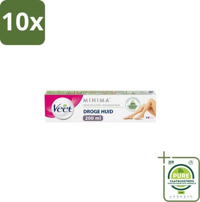 10 x Veet - Minima Ontharingscrème - Droge Huid - 200ml - Grootverpakking - Ontharingscrème - Droge Huid - Veet Minima - Ontharing - Gladde Huid