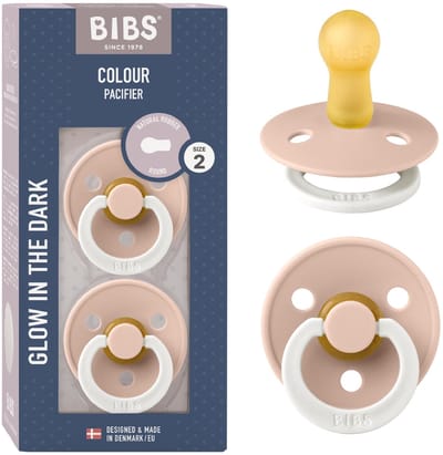 BIBS Colour Glow Fopspeen - 6-18 mnd - 2-pack - Rond - Blush