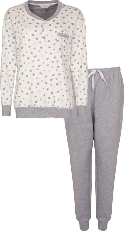 Tenderness Dames Pyjama - Fleece - Polo Sluiting - Grijs - Maat XXL
