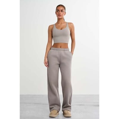 FAMME Sweatpants met rechte pijpen Khaki XL
