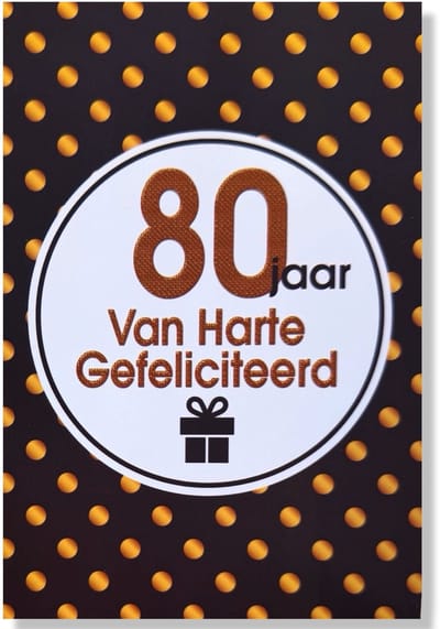 Hoera 80 Jaar! Luxe verjaardagskaart - 12x17cm - Gevouwen Wenskaart inclusief envelop - Leeftijdkaart