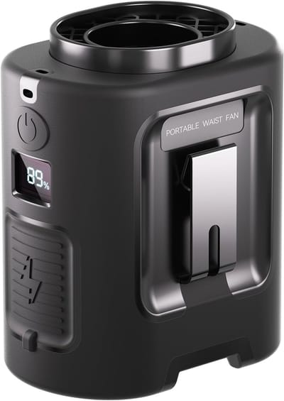 Draagbare heupventilator, 4 snelheden, sterke luchtstroom, riemventilator met een werktijd tot 22 uur, handsfree nekventilator, oplaadbare draagbare persoonlijke ventilator voor buiten, wandelen, op de werkplek, boerderijen