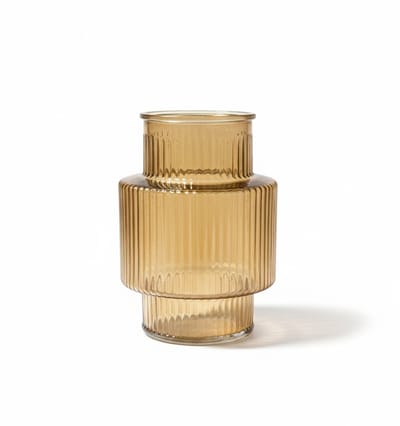 Vaas Lyon Amber Glas - Unieke Vorm - Sfeervolle Woondecoratie