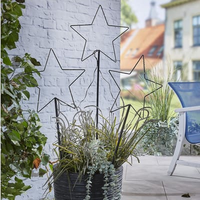 Luxform tuinverlichting - LED paalverlichting sterren - set van 3 - inclusief batterijen en haringen
