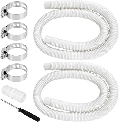 32 mm Zwembadslang 1,5 m - 2 Stuks Reserveslang met Veiligheidsclips en Slangconnector voor Filterpomp en Zwembadpompen