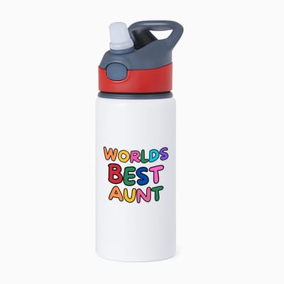 Hacebo® - World's best aunt waterfles met rietje rood - Tante - beste tante - verjaardagscadeau - cadeau voor tante - gift - kado - water fles - 650ML
