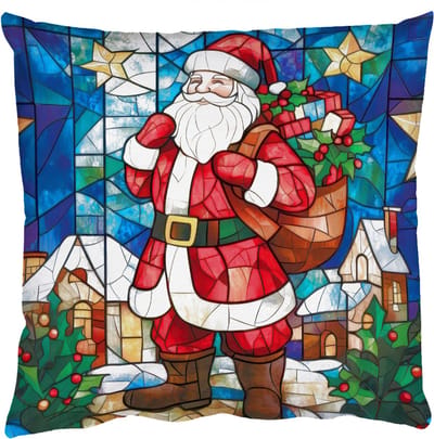 Sierkussens - Kussentjes Woonkamer - 50x50 cm - Kerstman - Glas - Kleurrijk