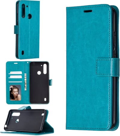 Bookcase Turquoise Geschikt voor Motorola Moto G8 Power Lite - portemonnee hoesje - ZT Accessoires