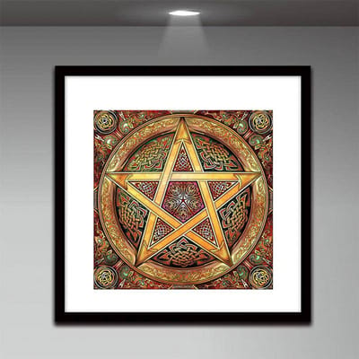 Home Decor Diamantborduurwerk Doe-het-zelf Diamantschilderij Kruissteek Kit Vijfpuntige Ster Mandala 30x30CM black