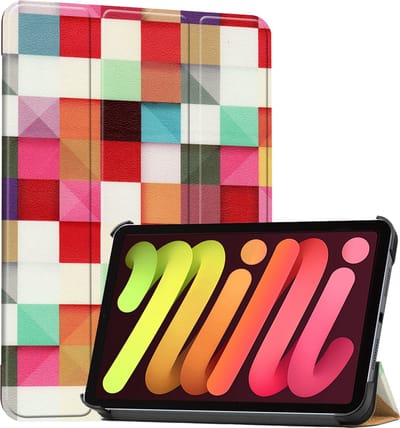 Hoes - Geschikt voor Apple iPad Mini 7 (2024) - 8.3 inch - 7e Generatie - Dun & Stevig - Trifold Bookcase - Hard Cover - Hardcover Book Case - Tablet Hoesje - Blokken