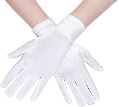 Dailygoods - Opera korte handschoenen, polssatijnen avondhandschoenen, vintage formele kostuumhandschoenen, wanten voor vrouwen voor bruiloft, eindejaarsbal, operafeest