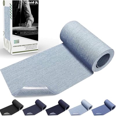 Jean patches - Kleding reparatie - Kleding herstellen - Strijk applicatie - 8 x 153 cm - Lichtblauw