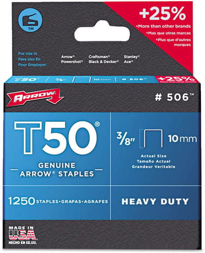 Zware nietjes - Nietjes T50 - Bevestigen van materialen - 3/8 inch pootlengte - 1250 stuks - Metaal