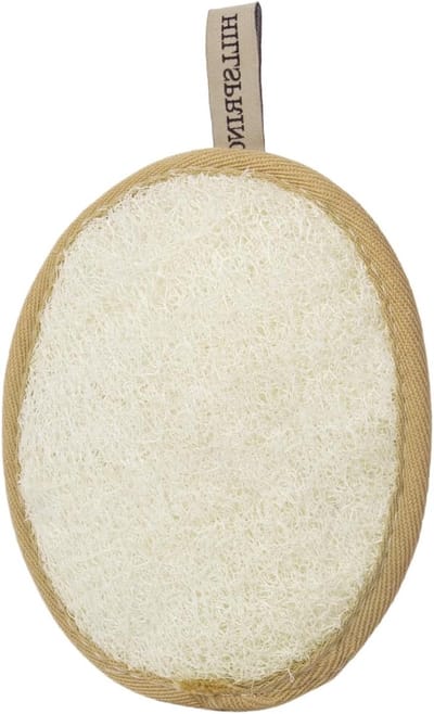 Natuurlijke Luffa-spons voor Scrubben en Lichaamsverzorging, Dubbelzijdige Ovale Spons voor Dames en Heren, 1 Stuk (Bruin)