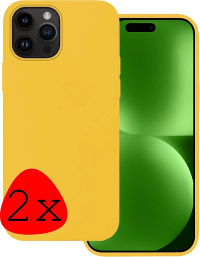 Hoesje 2 Stuks - Geschikt voor Apple iPhone 15 Pro - Sterk & Shockproof - Case Siliconen - Back Cover - Telefoon Hoes - Geel